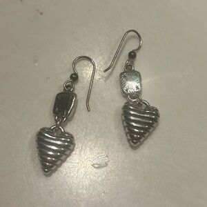 Brighton Silver Heart Drop Earrings